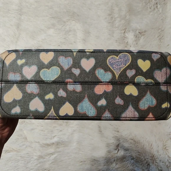 Authentic Vintage Dooney & Bourke Leather Bag Multicolored Hearts Tassels Charm - Picture 9 of 12